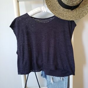 All saints cropped tee shirt size small navy